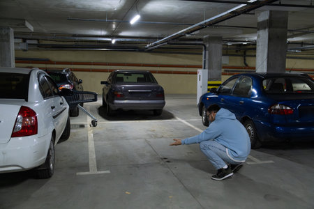 Person in Underground Parking Garage