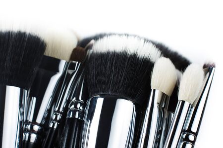 Makeup brushes on white backgroundの写真素材