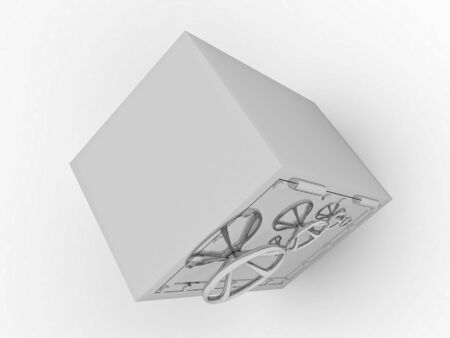 Metallic safe for storage of values on a white backgroundの写真素材