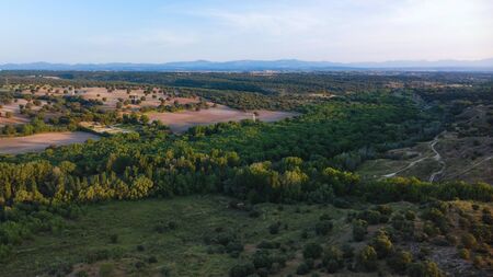 landscape sky trees mountains greenの写真素材