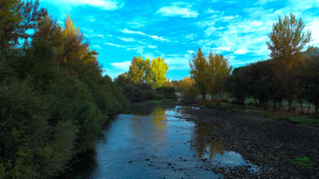 landscape river trees water autumn