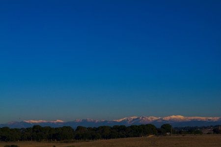 landscape mountains peaks sky view nature nature treesの写真素材