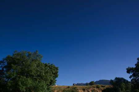 landscape mountains sky blue view plants trees nature