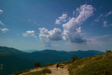 landscape of mountains. views of the rock peaks. blue skyの写真素材