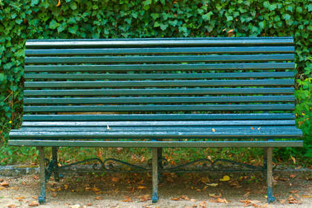 bench garden furniture green wood legs rungs leaves grass