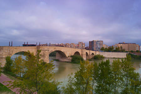 river bridge stone arches view landscape nature waterの写真素材