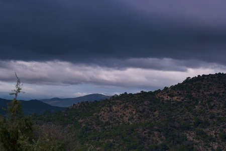 landscape water river mountains view trees natureの写真素材