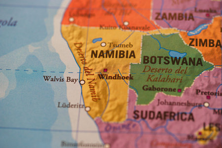 Map of Mombasa on the globe. Shallow depth of field.