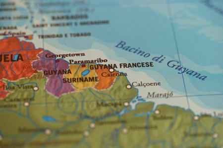 A closeup view of the capital of Costa Rica on a map.の写真素材