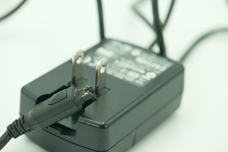 Close-up of a power supply isolated on a white background.の写真素材