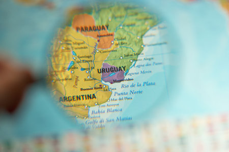 Map of Guadalajara on a computer screen (Selective focus)の写真素材