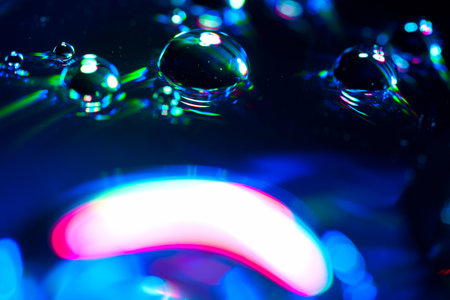 Water drops on the water surface. macro shot. abstract background.の写真素材