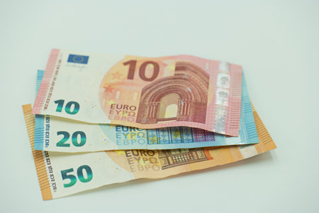 Euro banknotes money (EUR), the currency of the European Unionの写真素材