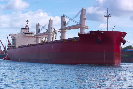 Cargo ship in the port of Rotterdam, Holland.の写真素材