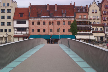 Pedestrian bridge over the canal in Gdansk, Polandの写真素材