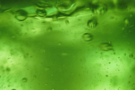 Green water with bubbles. Abstract green background with water and bubbles.の写真素材
