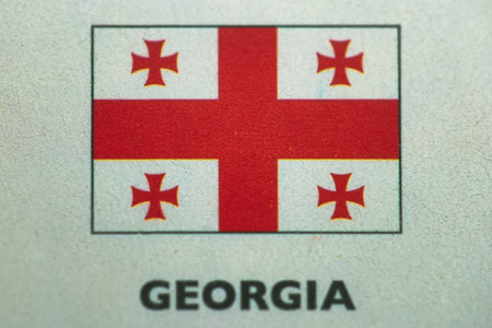 Flag of georgia on a piece of paper close up.の写真素材