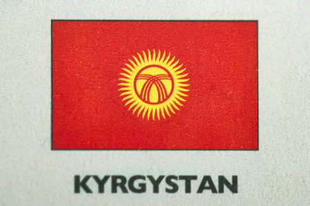 Kyrgyzstan national flag in the form of a stamp