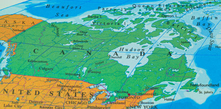 Detail of the United States of America on a geography map.