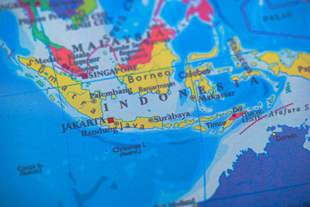 Map of Croatia on the globe. Shallow depth of field.