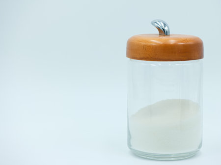 Salt shaker isolated on white background with copy space for text.の写真素材