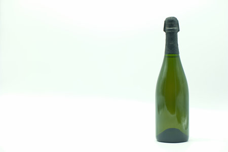 bottle of champagne isolated on white background with copy space for textの写真素材