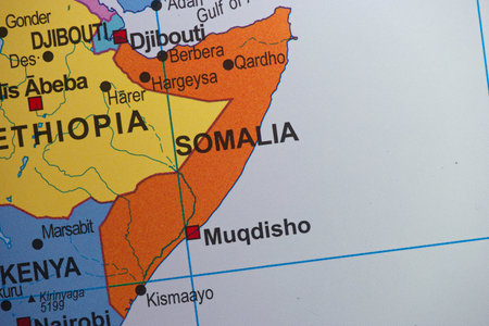 Somalia, Georgia on the map. Close-up.の写真素材