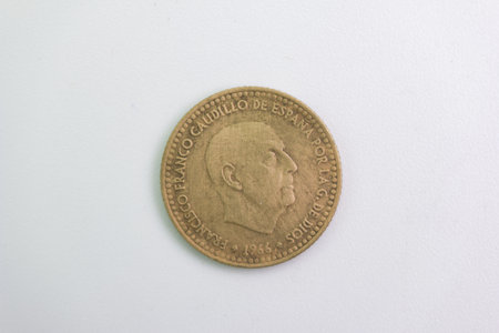 spanish coin collectible numismatics isolated antique metal wear antique hobbyの写真素材