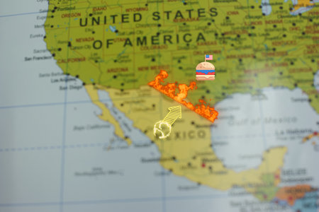 mexico border map with united states border fire migration and smuggling problem