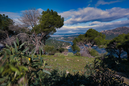 Mountain landscape on the San Juan reservoir near Madrid