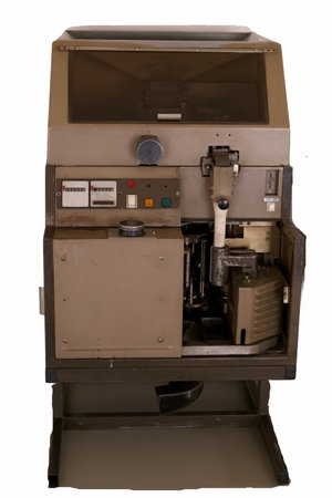 An antique printing machine used in a mint printing house from the old days