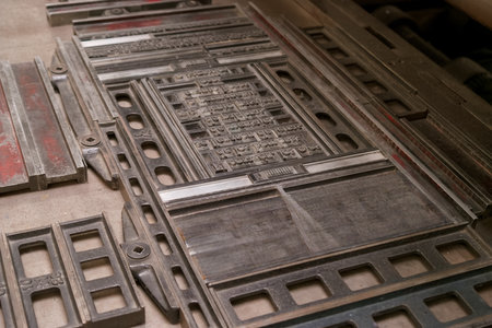 fonts for typesetting text in a printing house, historic printing technique