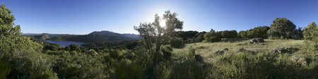 mountain landscape in spring on a sunny day in spain near madrid