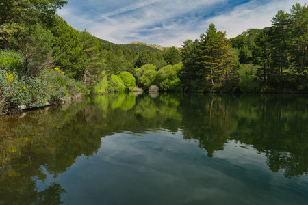 spring mountain landscape on a sunny day in spain near madrid