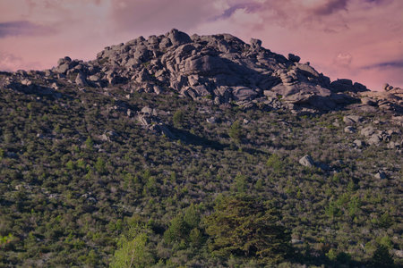 spring mountain landscape on a sunny day in spain near madrid