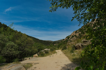 mountain landscape view of the mountains in central spain in springの写真素材