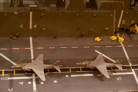 scale model of an aircraft carrier warship, military modelingの写真素材