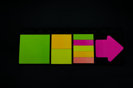 pastel colored office sticky note for writing down informationの写真素材