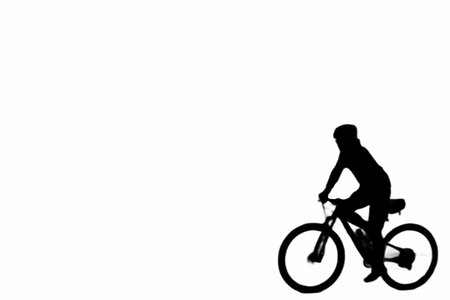 graphic of a cyclist on a mountain bike on a white background