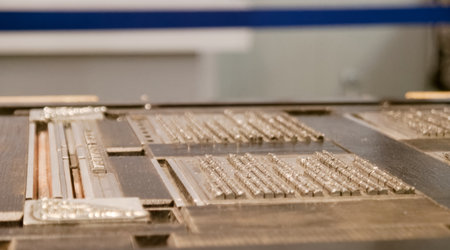 lead printing fonts for printing in a 20th century printing house