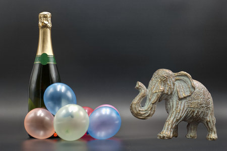 new year or special occasion isolated on black backgroundの写真素材