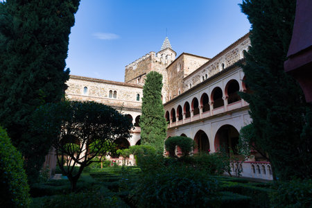 View of the monastery in Guadalupe in Spain, historic architectureの写真素材