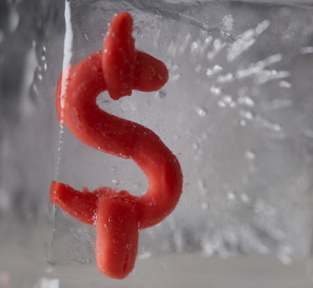 Australian dollar currency symbol frozen in iceの写真素材