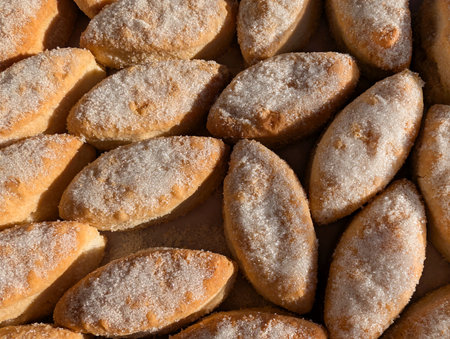 cookies displayed in a bakery in natural lightの写真素材