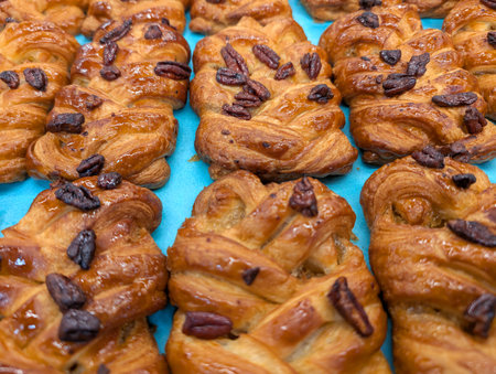cookies displayed in a bakery in natural lightの写真素材