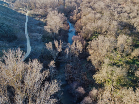 ...drone view of fields in spain in winter