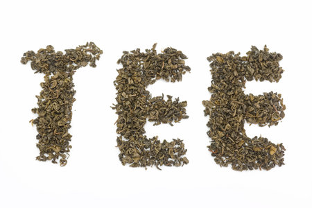 green tea isolated on white backgroundの写真素材