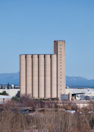 grain silo large building on a sunny dayの写真素材