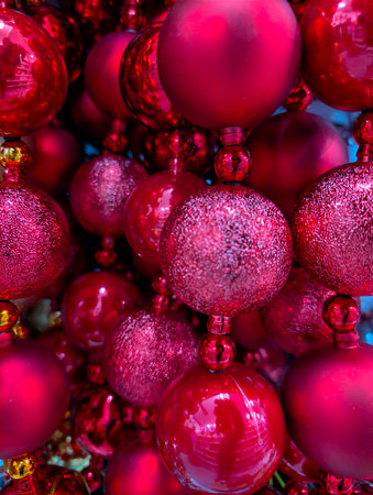 Decorative Christmas arrangement with festive elementsの写真素材