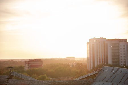 Sunny panorama of the cityの写真素材